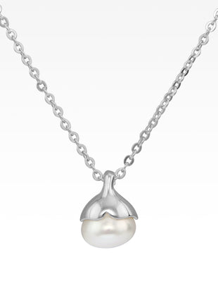 Whale Tail with Pearl Pendant
