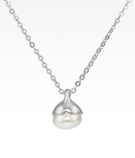 Whale Tail with Pearl Pendant