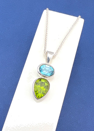Blue Topaz & Peridot Pendant