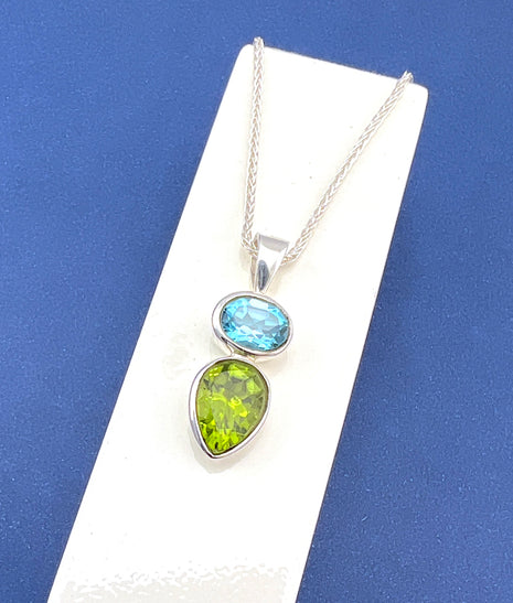 Blue Topaz & Peridot Pendant