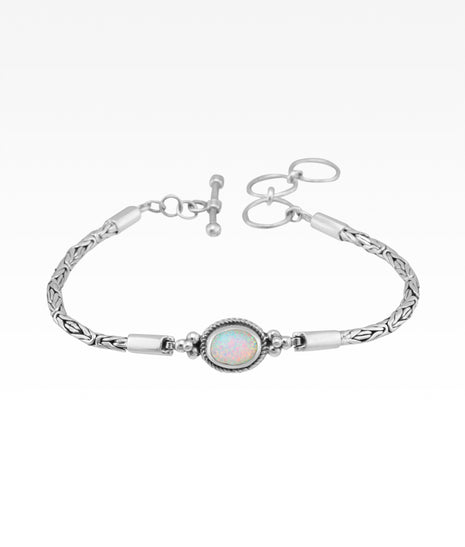 White Opal Oval Byzantine Bracelet