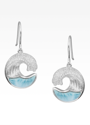 Pavé and Larimar Wave Earrings
