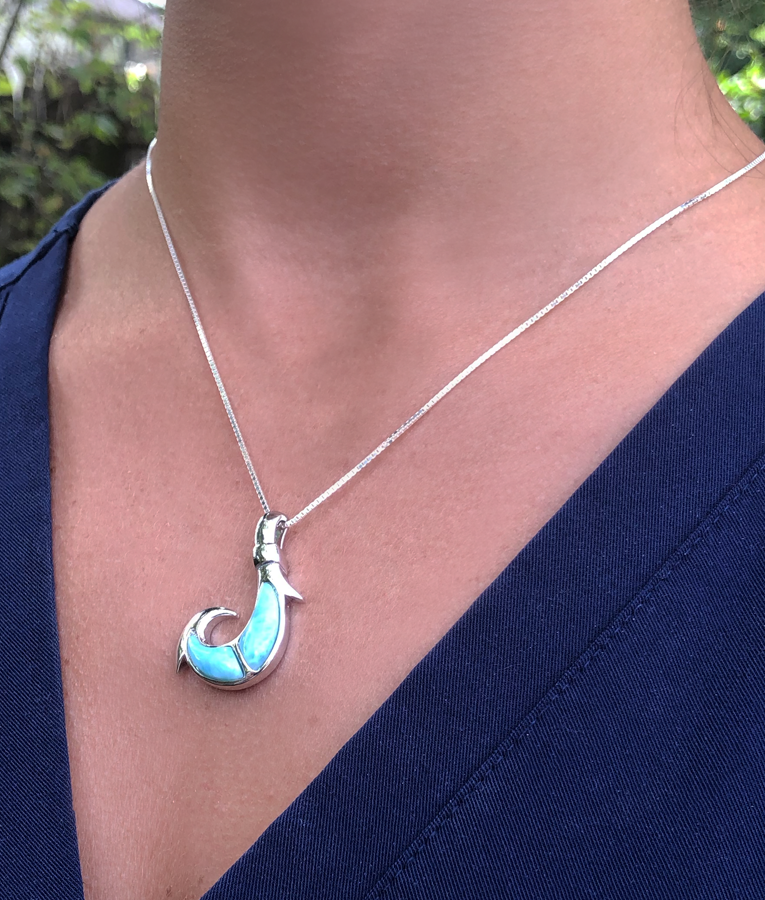 Hawaiian Larimar Hook Necklace