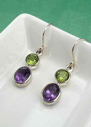 Amethyst & Peridot Drop Earrings