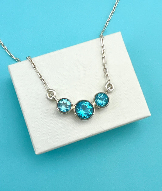 Triple Blue Topaz Necklace
