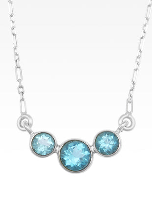 Blue Topaz Tri Stone Necklace