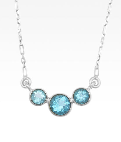 Blue Topaz Tri Stone Necklace
