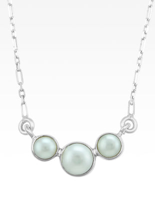 Pearl Tri Stone Necklace