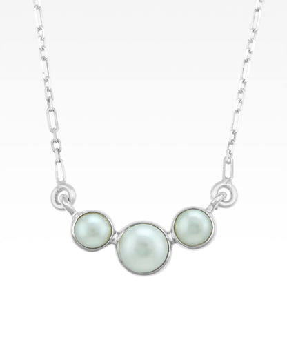 Pearl Tri Stone Necklace