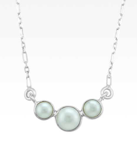 Pearl Tri Stone Necklace