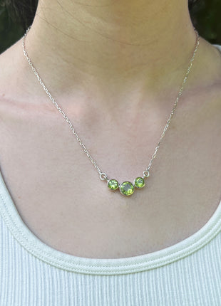 Peridot Tri Stone Necklace