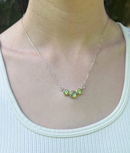 Peridot Tri Stone Necklace