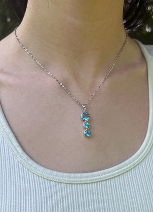 Blue Topaz Triple Drop Necklace