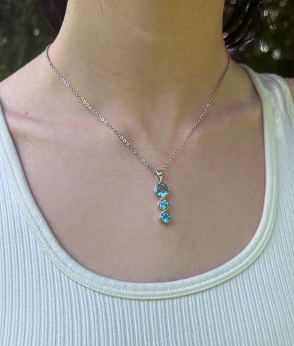 Blue Topaz Triple Drop Necklace