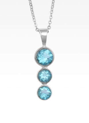 Blue Topaz Triple Drop Necklace