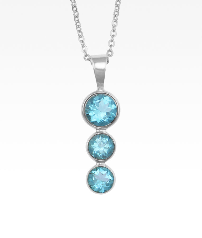Blue Topaz Triple Drop Necklace