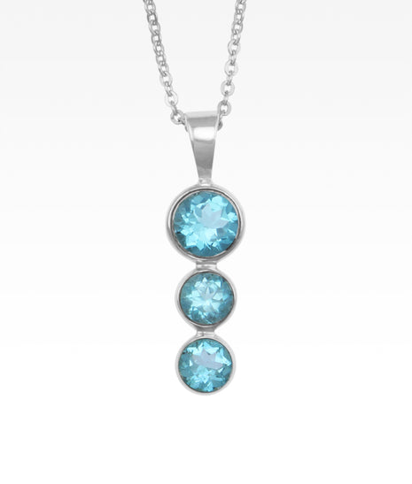 Blue Topaz Triple Drop Necklace