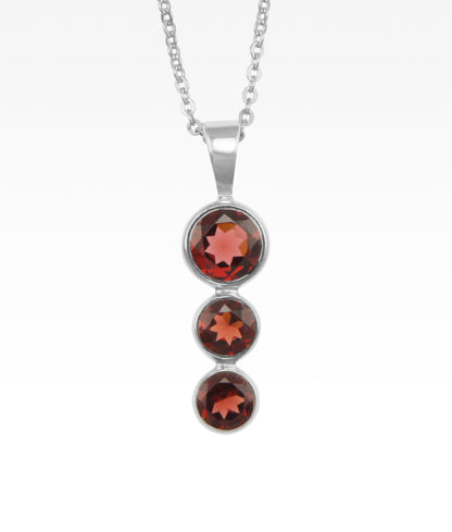 Garnet Triple Drop Necklace
