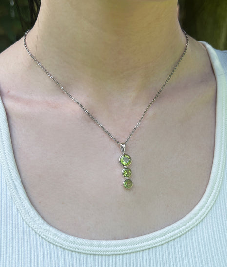 Peridot Triple Drop Necklace