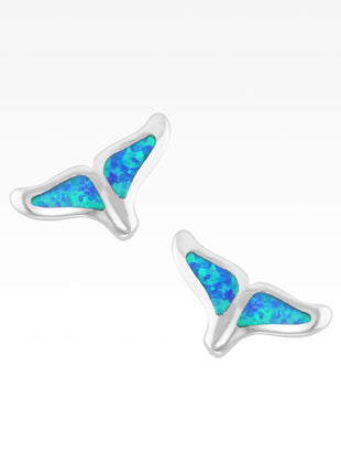 Opal Whale Tail Post Earrings