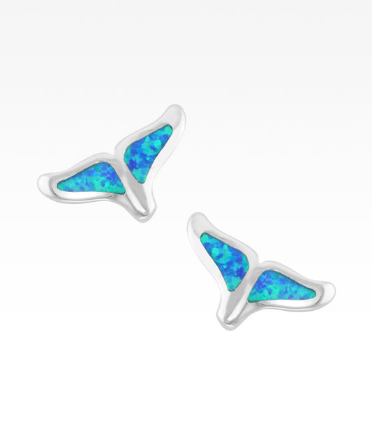 Opal Whale Tail Post Earrings