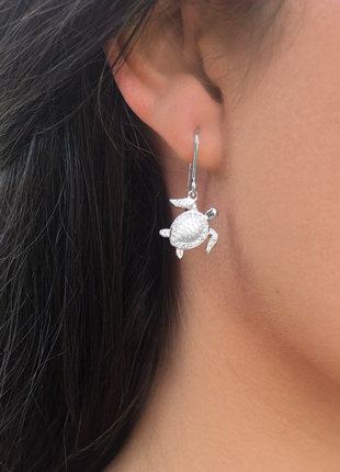 Satin Shell Sea Turtle Earrings
