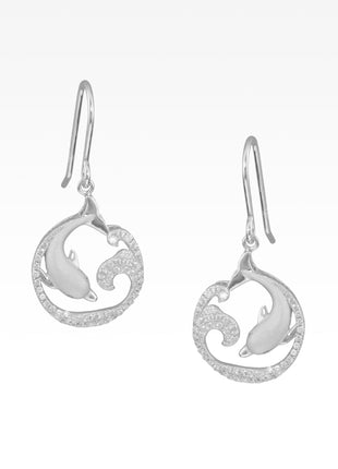 Satin Dolphin Earrings | Cubic Zirconia Pavé
