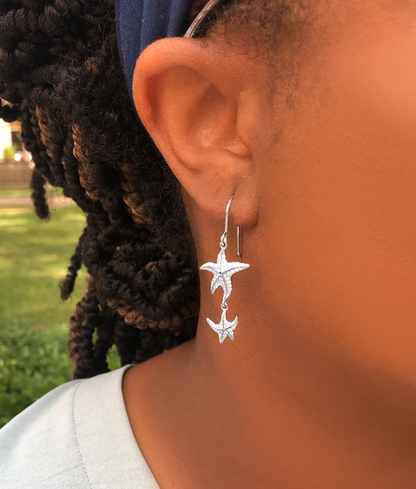 Pavé Edge Starfish Dangle Earrings