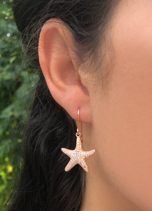 Pavé Rose Gold Starfish Earrings