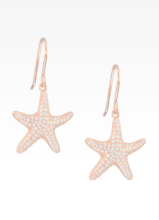 Pavé Rose Gold Starfish Earrings