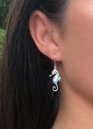 Larimar Seahorse Earrings