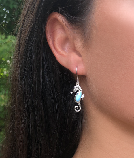 Larimar Seahorse Earrings