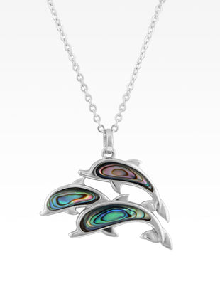 Abalone Dolphin Trio Necklace