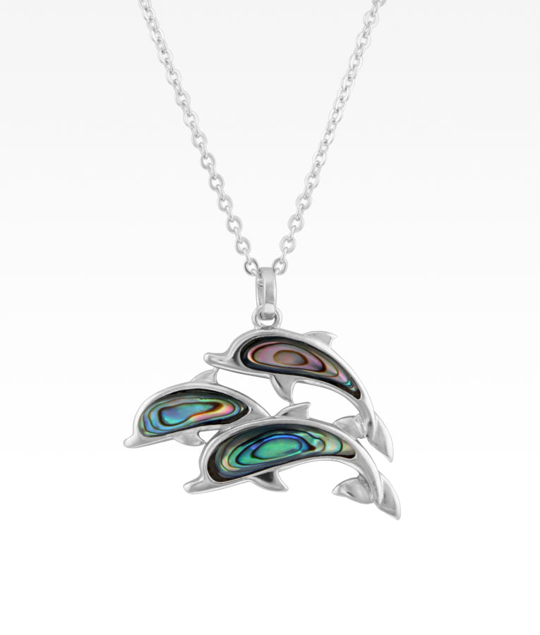 Abalone Dolphin Trio Necklace