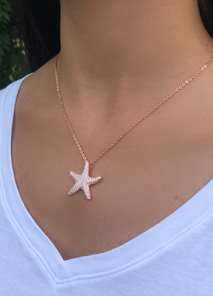 Pavé Rose Gold Starfish Pendant