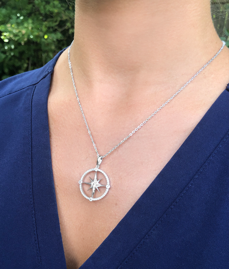 Pavé Compass Rose Pendant