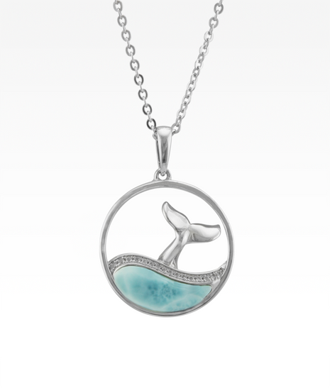 Whale Tail with Larimar Pendant
