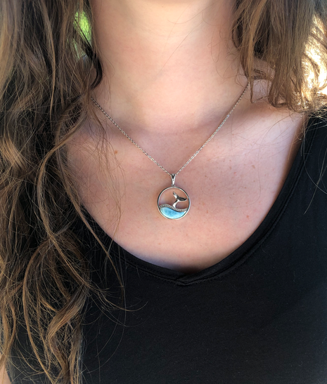 Whale Tail with Larimar Pendant