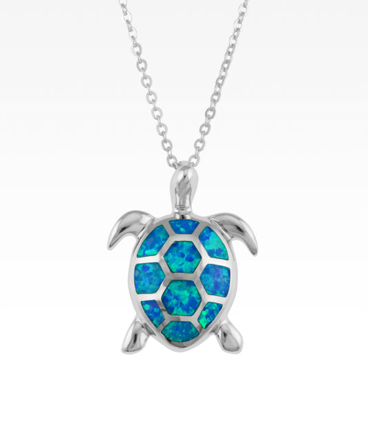 Opal Inlay Sea Turtle Necklace