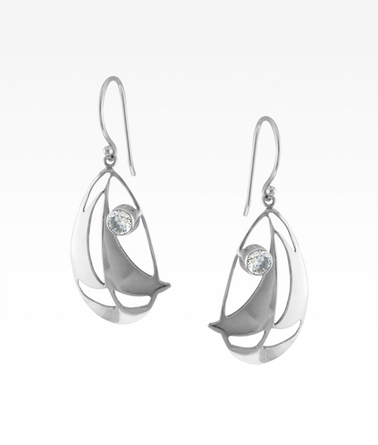 Cubic Zirconia Sailboat Earrings