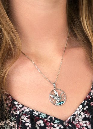 Mallard in Flight Abalone Necklace