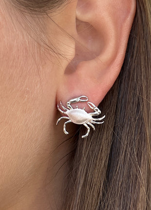 Satin Shell Crab Post Earrings