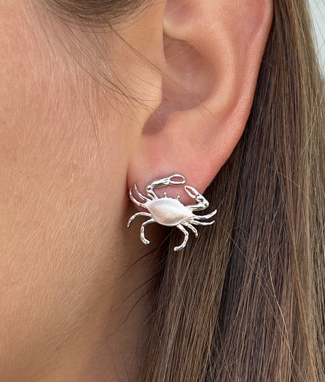 Satin Shell Crab Post Earrings