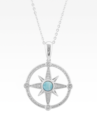 Larimar and Pavé Compass Rose Pendant