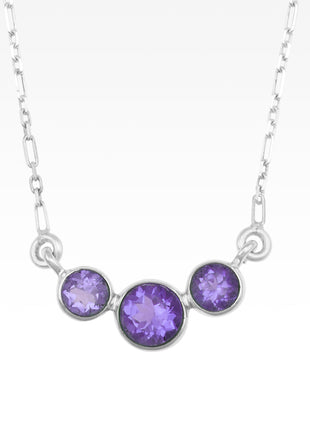 Amethyst Tri Stone Necklace