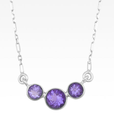 Amethyst Tri Stone Necklace