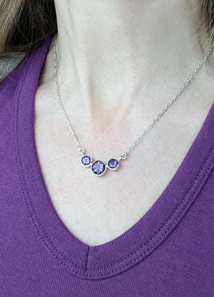 Amethyst Tri Stone Necklace