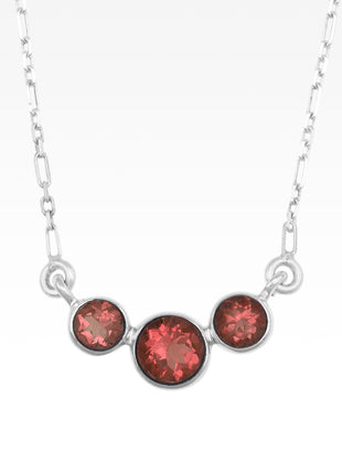 Garnet Tri Stone Necklace