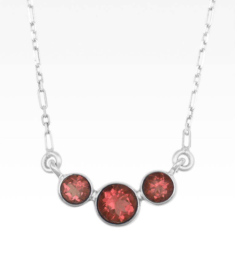 Garnet Tri Stone Necklace