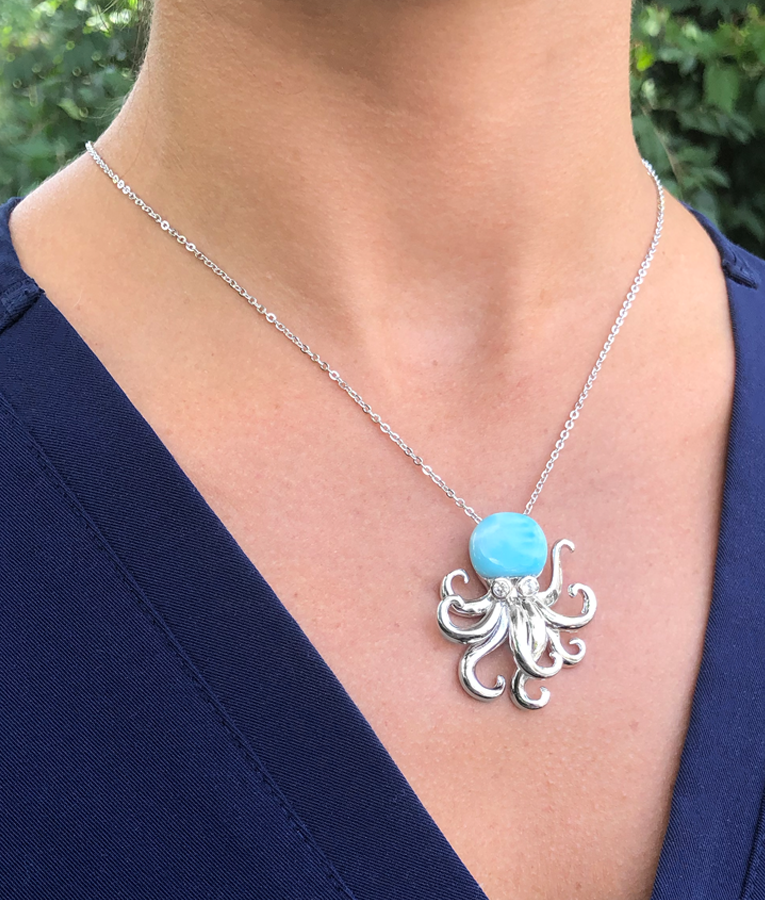 Larimar Octopus Necklace
